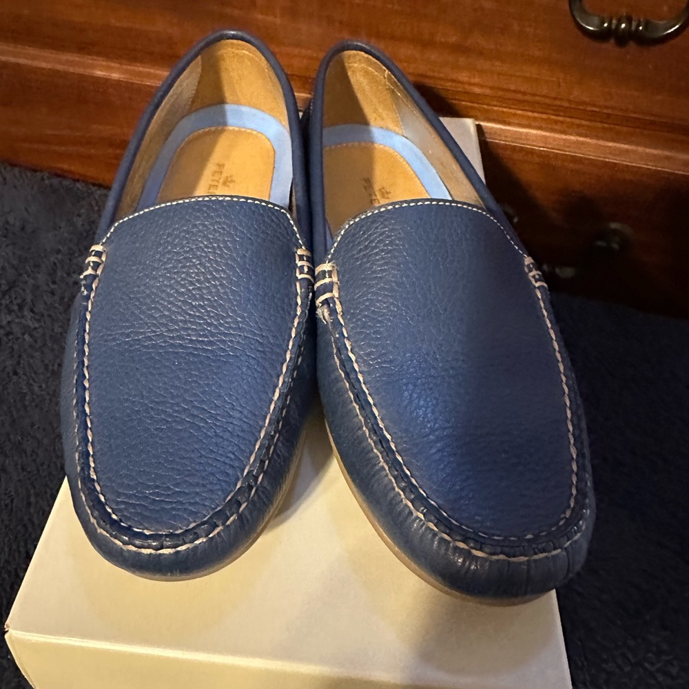 Like new blue leather Peter Millar Vare Pebble Grain Driving Loafer